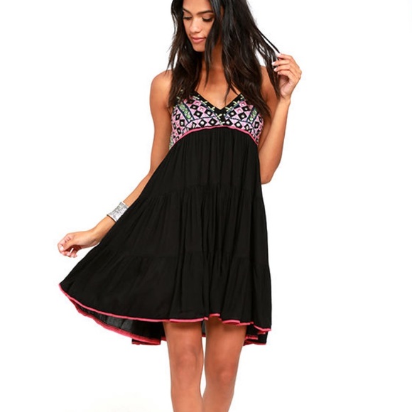 RAGA Dresses & Skirts - Raga black Moroccan boho embroidered dress